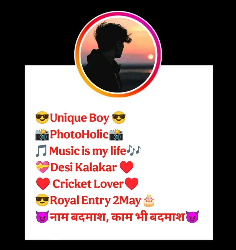 Facebook & Instagram Bio in Hindi - Full Attitude Bio