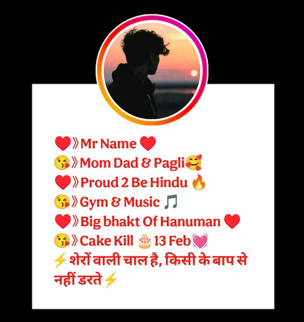 Facebook & Instagram Bio in Hindi - Full Attitude Bio